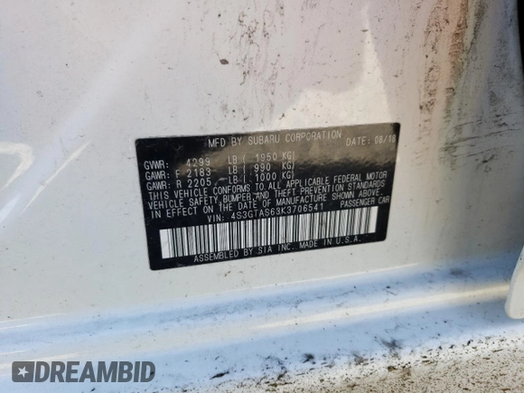 2019 Subaru Impreza Limited with VIN 4S3GTAS63K3706541, listed as a Copart auction lot 55090085 with Not provided miles and Salvage title. Bid and sale history available at DreamBid. Image 14.