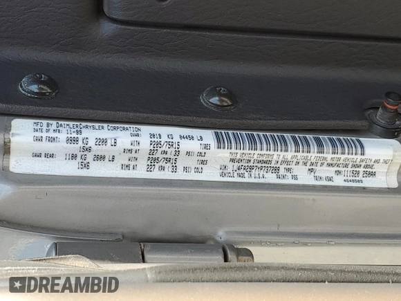 2000 Jeep Wrangler SE with VIN 1J4FA29P7YP737289, listed as a Copart auction lot 61869865 with 91,097 mi miles and Salvage title. Bid and sale history available at DreamBid. Image 12.