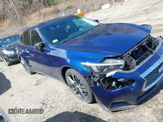 2019 Infiniti Q50 Luxe z VIN JN1EV7ARXKM592101, wystawiony jako IAAI lot #41797983 z przebiegiem 54 780 mil mil oraz . Historia ofert i sprzedaży dostępna na DreamBid. Obrazek 1.