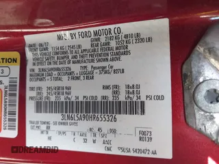 2017 Lincoln MKZ Premiere with VIN 3LN6L5A90HR655326, listed as a IAAI auction lot 41921163 with 109,166 mi miles and . Bid and sale history available at carsss.com. Image 9.