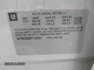 2012 Chevrolet Cruze 1FL with VIN 1G1PE5SC8C7122551, listed as a IAAI auction lot 42136927 with 155,425 mi miles and . Bid and sale history available at DreamBid. Image 9.
