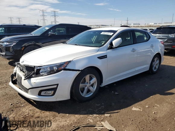 2015 Kia Optima LX with VIN KNAGM4A71F5636795, listed as a Copart auction lot 50013575 with 82,815 mi miles and Salvage Title. Bid and sale history available at carsss.com. Image 1.