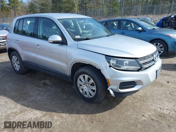 2012 Volkswagen Tiguan with VIN WVGCV7AX6CW589605, listed as a IAAI auction lot 41916090 with 123,223 mi miles and . Bid and sale history available at DreamBid. Image 1.