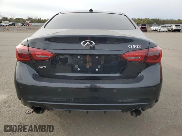 2022 Infiniti Q50 Red Sport 400 with VIN JN1FV7DR1NM390364, listed as a Copart auction lot 80071284 with 12,730 mi miles and Non repairable. Bid and sale history available at DreamBid. Image 6.