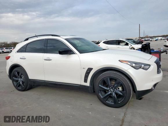 2017 Infiniti QX70 z VIN JN8CS1MU2HM143356, wystawiony jako Copart lot #48197395 z przebiegiem 128 576 mil mil oraz Szkoda całkowita • Salvage title. Historia ofert i sprzedaży dostępna na DreamBid. Obrazek 4.