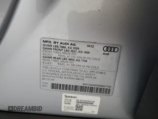 2022 Audi e-tron Sportback Premium Plus with VIN WA12AAGE0NB037794, listed as a Copart auction lot 58194185 with 17,615 mi miles and Non repairable. Bid and sale history available at DreamBid. Image 14.