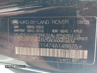 2004 Land Rover Range Rover HSE with VIN SALME11474A148875, listed as a IAAI auction lot 42134760 with Not provided miles and . Bid and sale history available at DreamBid. Image 9.