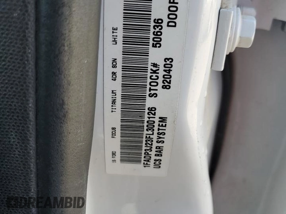 2015 Ford Focus Titanium with VIN 1FADP3J23FL300126, listed as a Copart auction lot 54434165 with 176,526 mi miles and Salvage title. Bid and sale history available at DreamBid. Image 12.