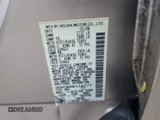 2006 Nissan Quest S Special Edition with VIN 5N1BV28UX6N116777, listed as a Copart auction lot 80316754 with 145,509 mi miles and Salvage Title. Bid and sale history available at carsss.com. Image 14.