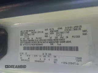 2016 Ford F-150 XL with VIN 1FTEX1CF8GFB29943, listed as a IAAI auction lot 41469600 with 151,099 mi miles and . Bid and sale history available at DreamBid. Image 9.