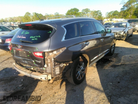 2015 Infiniti QX60 with VIN 5N1AL0MN4FC542609, listed as a IAAI auction lot 41977496 with 113,079 mi miles and . Bid and sale history available at DreamBid. Image 4.