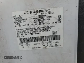 2011 Ford F-150 XL with VIN 1FTMF1EF5BFB96021, listed as a Copart auction lot 63515435 with Not provided miles and Salvage title. Bid and sale history available at DreamBid. Image 12.