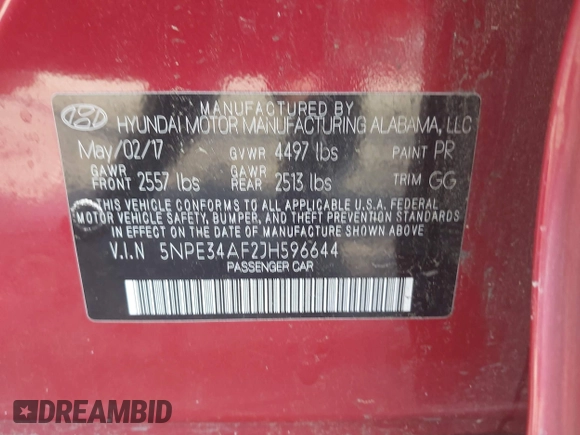 2018 Hyundai Sonata Sport with VIN 5NPE34AF2JH596644, listed as a IAAI auction lot 41986683 with 129,106 mi miles and . Bid and sale history available at carsss.com. Image 9.
