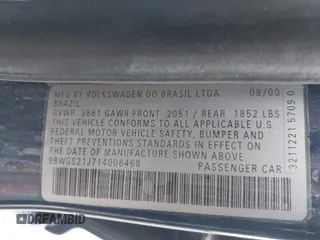 2001 Volkswagen Golf с VIN 9BWGS21J714006468, выставлен на аукционе IAAI как лот 40826518 с пробегом 123 644 миль миль и . История ставок и продаж доступна на DreamBid. Изображение 9.