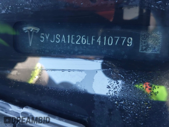 2020 Tesla Model S Long Range with VIN 5YJSA1E26LF410779, listed as a IAAI auction lot 41241192 with 68,764 mi miles and . Bid and sale history available at DreamBid. Image 9.