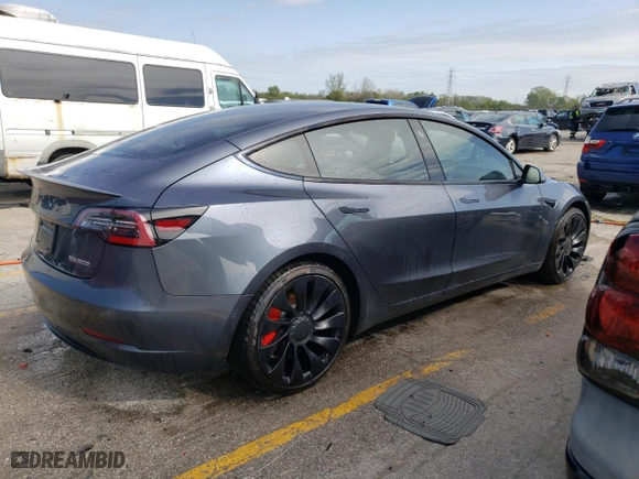 2022 Tesla Model 3 Performance with VIN 5YJ3E1EC7NF269001, listed as a Copart auction lot 72729544 with 37,837 mi miles and Salvage Title. Bid and sale history available at carsss.com. Image 3.