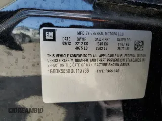 2013 Cadillac CTS Performance with VIN 1G6DK5E3XD0117766, listed as a Copart auction lot 53396315 with 39,620 mi miles and Salvage title. Bid and sale history available at DreamBid. Image 14.