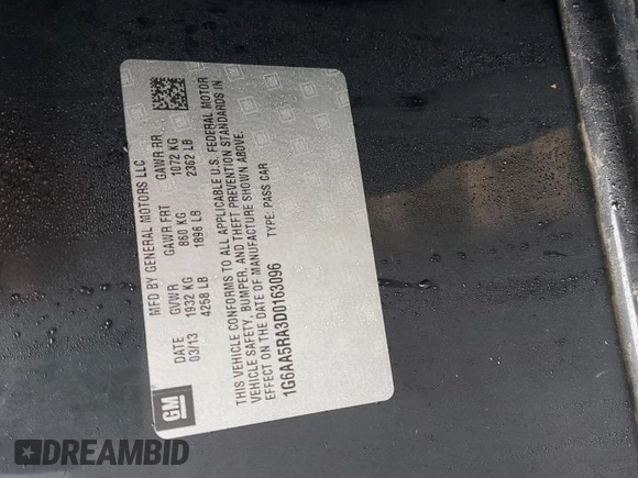 2013 Cadillac ATS z VIN 1G6AA5RA3D0163096, wystawiony jako Copart lot #51868075 z przebiegiem 93 074 mil mil oraz Szkoda całkowita • Salvage title. Historia ofert i sprzedaży dostępna na DreamBid. Obrazek 14.
