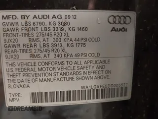 2013 Audi Q7 Premium Plus z VIN WA1LGAFE5DD005527, wystawiony jako IAAI lot #42616487 z przebiegiem 113 552 mil mil oraz . Historia ofert i sprzedaży dostępna na DreamBid. Obrazek 9.