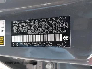 2024 Toyota Prius LE with VIN JTDACAAU8R3028529, listed as a IAAI auction lot 42079826 with 7,849 mi miles and . Bid and sale history available at DreamBid. Image 9.