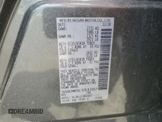 2019 Nissan Pathfinder SV with VIN 5N1DR2MM7KC593207, listed as a Copart auction lot 54611035 with 71,495 mi miles and Salvage Title. Bid and sale history available at carsss.com. Image 13.