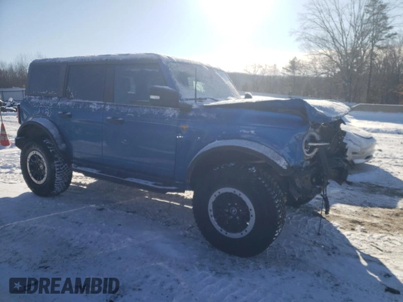 2023 Ford Bronco with VIN 1FMEE5DP7PLB67780, listed as a Copart auction lot 88999485 with 12,098 mi miles and Salvage Title. Bid and sale history available at DreamBid. Image 4.