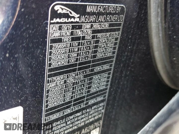 2020 Jaguar F-Pace 25t Premium z VIN SADCJ2FX5LA628763, wystawiony jako Copart lot #47454765 z przebiegiem 46 439 mil mil oraz Nie do naprawy • Non repairable. Historia ofert i sprzedaży dostępna na DreamBid. Obrazek 14.