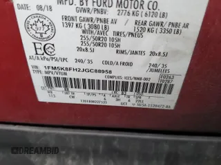 2018 Ford Explorer Limited z VIN 1FM5K8FH2JGC88958, wystawiony jako Copart lot #84797634 z przebiegiem 87 726 mil mil oraz Szkoda całkowita • Salvage title. Historia ofert i sprzedaży dostępna na DreamBid. Obrazek 14.