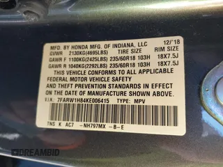 2019 Honda CR-V EX-L with VIN 7FARW1H84KE006415, listed as a IAAI auction lot 41135528 with 53,160 mi miles. Bid and sale history available at carsss.com. Image 9.