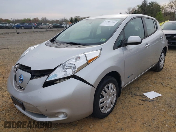 2016 Nissan LEAF S with VIN 1N4AZ0CP2GC301712, listed as a IAAI auction lot 41929753 with 67,265 mi miles. Bid and sale history available at carsss.com. Image 2.