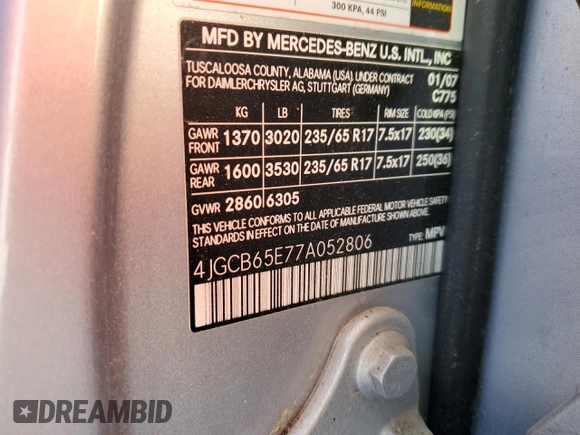 2007 Mercedes-Benz R 3.5L с VIN 4JGCB65E77A052806, выставлен на аукционе Copart как лот 48010855 с пробегом 115 478 миль миль и Чистый • Clean title. История ставок и продаж доступна на DreamBid. Изображение 13.
