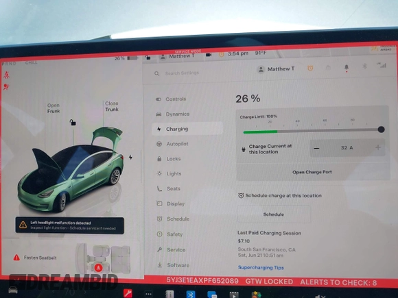 2023 Tesla Model 3 with VIN 5YJ3E1EAXPF652089, listed as a IAAI auction lot 42666520 with 17,679 mi miles and . Bid and sale history available at DreamBid. Image 18.