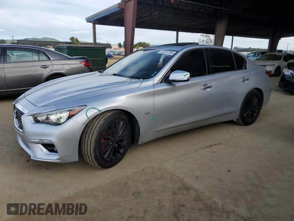 2020 Infiniti Q50 3.0t LUXE with VIN JN1EV7AP9LM208230, listed as a Copart auction lot 47831295 with 79,459 mi miles and Salvage Title. Bid and sale history available at carsss.com. Image 1.