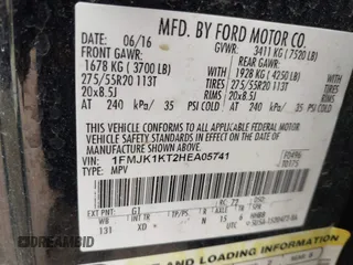 2017 Ford Expedition Max Limited with VIN 1FMJK1KT2HEA05741, listed as a IAAI auction lot 42348132 with 204,901 mi miles and . Bid and sale history available at DreamBid. Image 9.