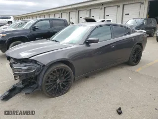 2015 Dodge Charger SXT with VIN 2C3CDXJGXFH739018, listed as a Copart auction lot 49857185 with 114,697 mi miles and Salvage Title. Bid and sale history available at carsss.com. Image 1.