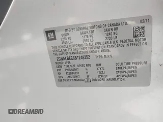 2011 Chevrolet Equinox LS with VIN 2GNALBEC8B1249252, listed as a IAAI auction lot 42036879 with 167,559 mi miles and . Bid and sale history available at DreamBid. Image 9.