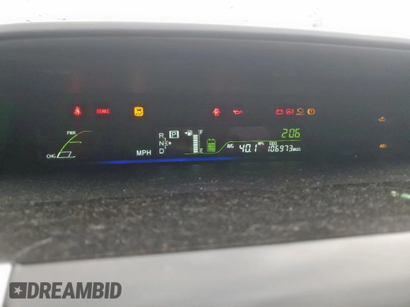 2012 Toyota Prius Two with VIN JTDZN3EU6C3102847, listed as a Copart auction lot 54197125 with 106,973 mi miles and Salvage Title. Bid and sale history available at DreamBid. Image 9.