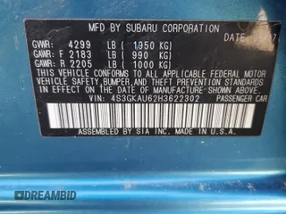 2017 Subaru Impreza Limited with VIN 4S3GKAU62H3622302, listed as a Copart auction lot 51876585 with 38,453 mi miles and Salvage Title. Bid and sale history available at DreamBid. Image 13.