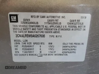 2010 Chevrolet Equinox LTZ z VIN 2CNALFEW9A6267606, wystawiony jako Copart lot #56074365 z przebiegiem 215 970 mil mil oraz Czysty tytuł • Clean title. Historia ofert i sprzedaży dostępna na DreamBid. Obrazek 13.