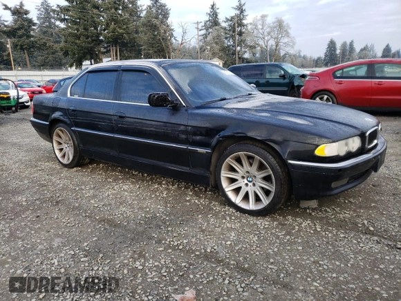2001 BMW 7 Series 740i with VIN WBAGG83431DN86580, listed as a Copart auction lot 44708755 with 180,708 mi miles and Clean title. Bid and sale history available at DreamBid. Image 4.