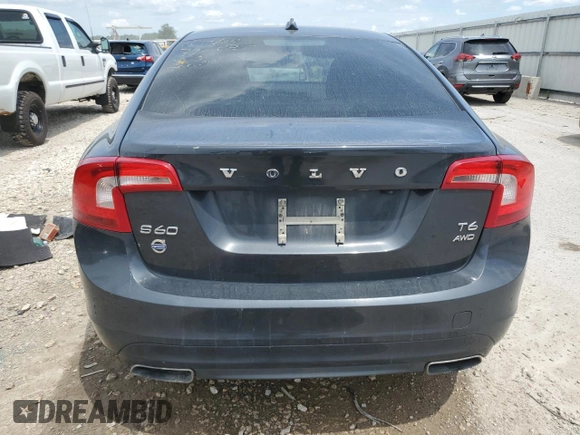 2014 Volvo S60 T6 with VIN YV1902FH9E2281527, listed as a Copart auction lot 60855454 with 0 mi miles and Salvage Title. Bid and sale history available at carsss.com. Image 6.