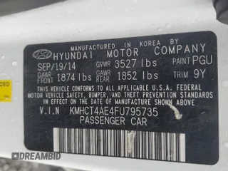 2015 Hyundai Accent GLS with VIN KMHCT4AE4FU795735, listed as a Copart auction lot 55137765 with 118,863 mi miles and Clean Title. Bid and sale history available at carsss.com. Image 12.