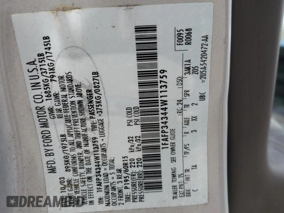 2004 Ford Focus SE with VIN 1FAFP34344W113759, listed as a Copart auction lot 51386335 with 148,267 mi miles and Salvage title. Bid and sale history available at DreamBid. Image 14.