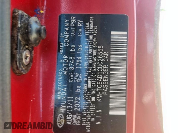2012 Hyundai Veloster w/Black Int с VIN KMHTC6AD1CU026558, выставлен на аукционе Copart как лот 63878235 с пробегом 107 905 миль миль и Чистый • Clean title. История ставок и продаж доступна на DreamBid. Изображение 12.