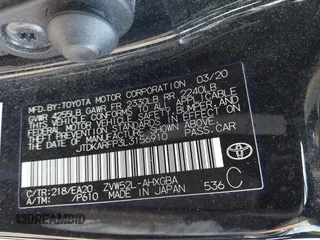 2020 Toyota Prius LE with VIN JTDKARFP3L3156910, listed as a IAAI auction lot 42467826 with 103,285 mi miles and . Bid and sale history available at DreamBid. Image 9.