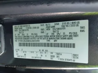 2016 Ford Escape Titanium with VIN 1FMCU9J94GUA63359, listed as a IAAI auction lot 41954514 with 94,315 mi miles. Bid and sale history available at carsss.com. Image 9.