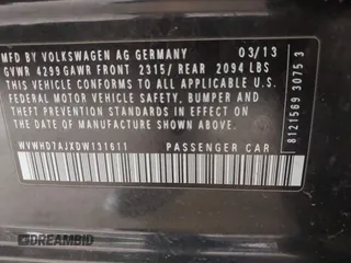2013 Volkswagen GTI Autobahn с VIN WVWHD7AJXDW131611, выставлен на аукционе IAAI как лот 41986672 с пробегом 152 008 миль миль и . История ставок и продаж доступна на DreamBid. Изображение 9.