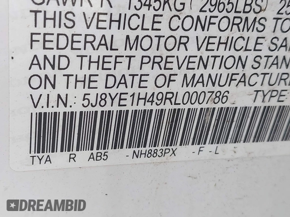 2024 Acura MDX Technology with VIN 5J8YE1H49RL000786, listed as a IAAI auction lot 42617133 with 40,667 mi miles and . Bid and sale history available at DreamBid. Image 9.