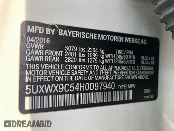 2017 BMW X3 xDrive28i with VIN 5UXWX9C54H0D97940, listed as a Copart auction lot 51627025 with 141,240 mi miles and Clean Title. Bid and sale history available at DreamBid. Image 14.