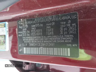 2009 Hyundai Santa Fe SE z VIN 5NMSH13E39H313491, wystawiony jako IAAI lot #42340674 z przebiegiem 149 024 mil mil oraz . Historia ofert i sprzedaży dostępna na DreamBid. Obrazek 9.